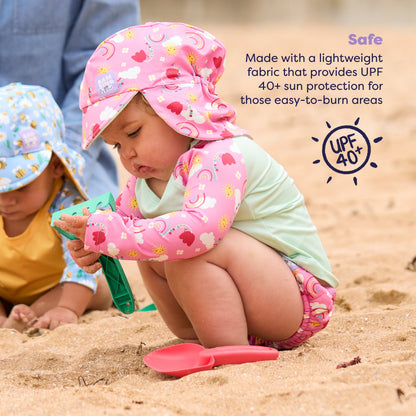 3 Piece Baby Swim Set with Swim Nappy, Swim top and Swim Hat in Happy Days