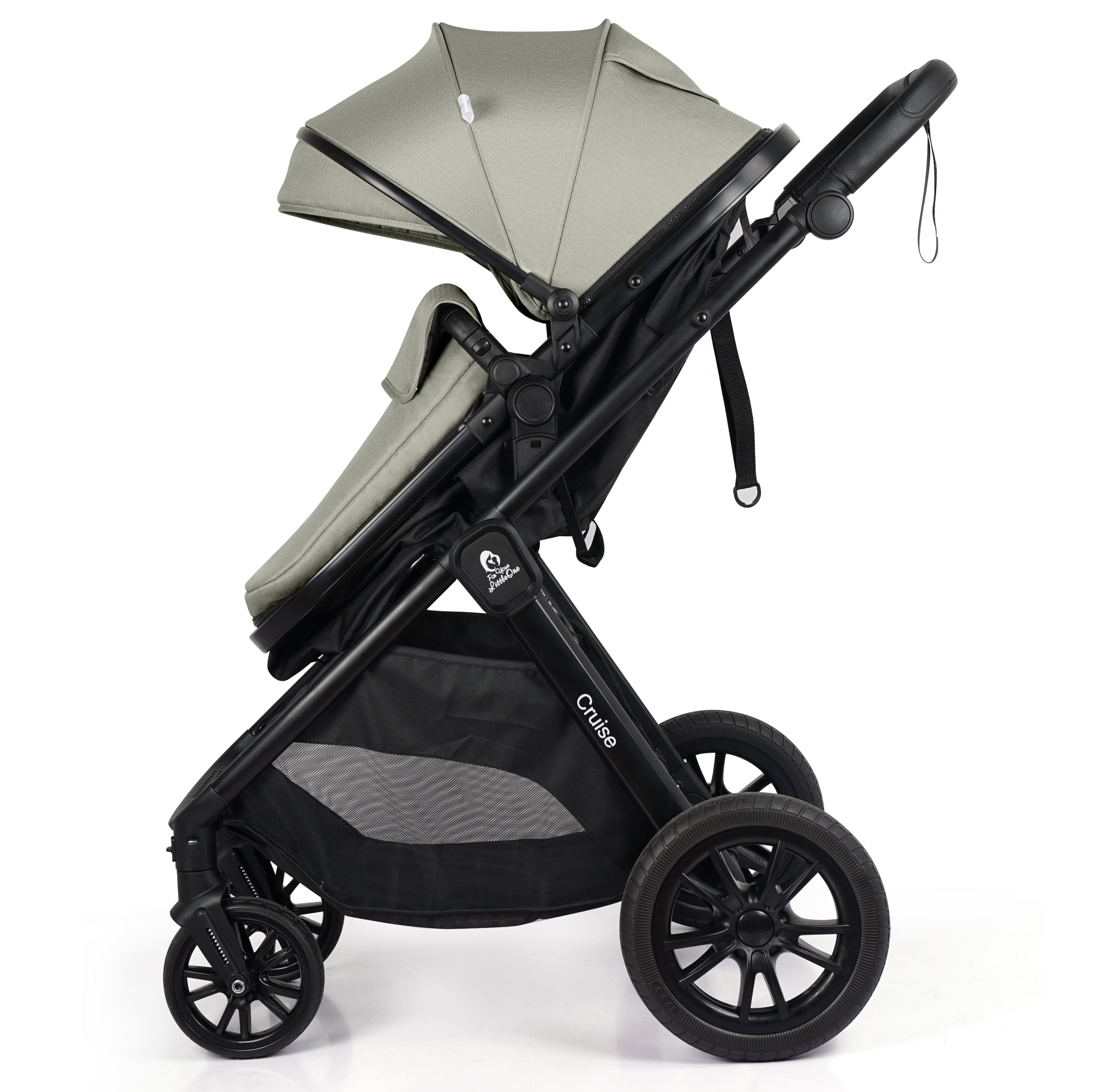 For Your Little One Cruise 3 In 1 Travel System With Car Seat And ISOFIX Base - Pebble Sage (Free Cupholder And Seat Liner Included!)