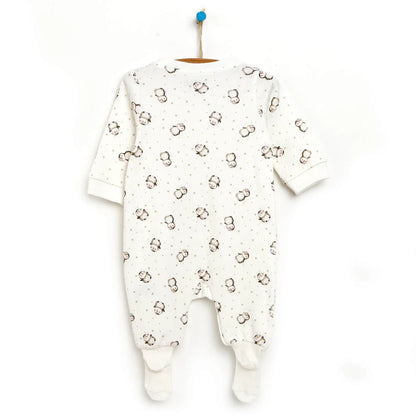 HelloBaby Newborn Baby Girl Footed Jumpsuit - Ecru