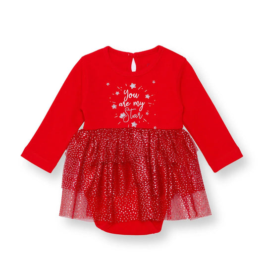 HelloBaby My First Christmas Newborn Girl Dress-Body - Red