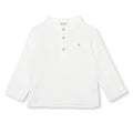 HelloBaby Boys Shirt Buttoned Little Sailor Mandarin Collar Long Sleeve - Ecru