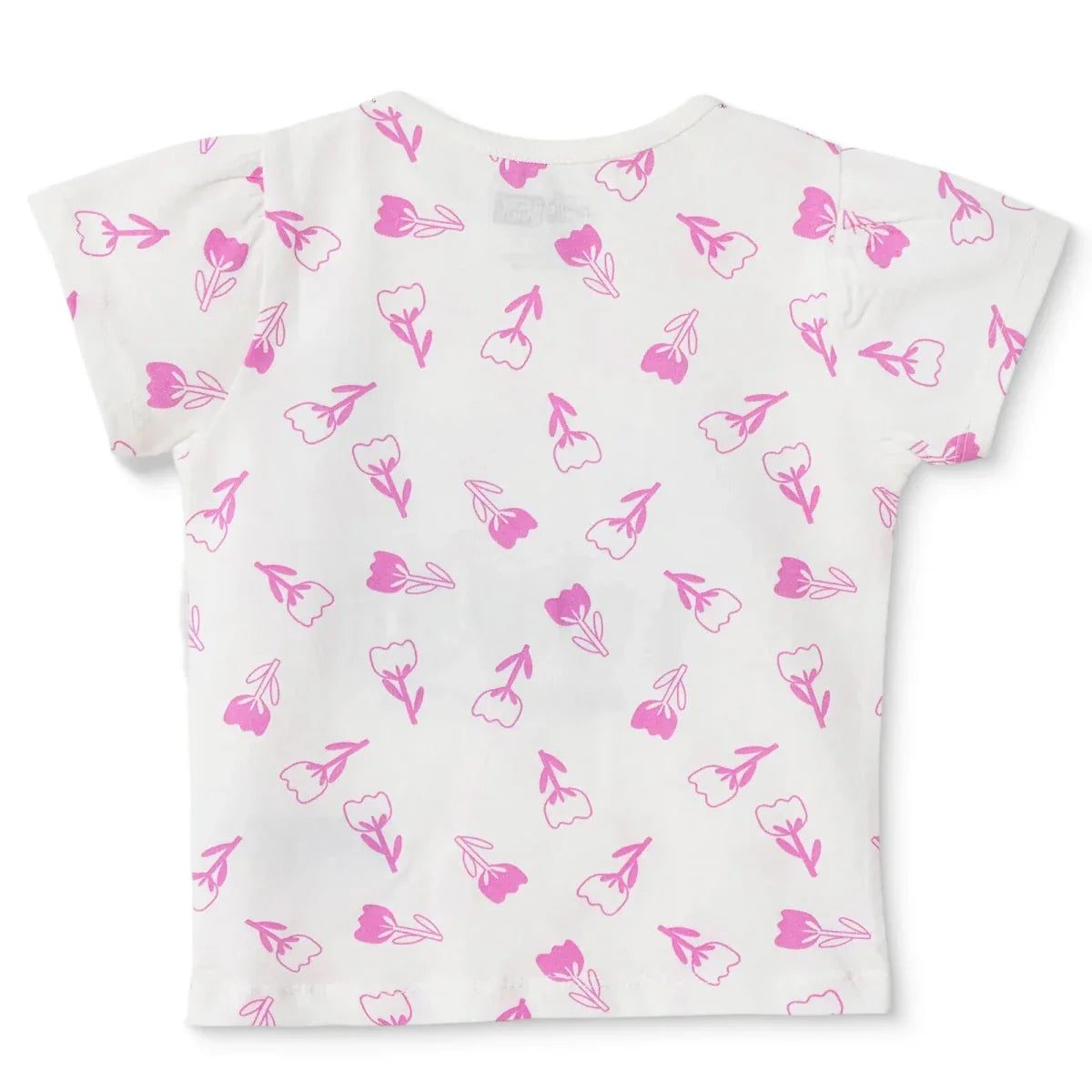 HelloBaby Girls T-shirt Floral Print Crew Neck Short Sleeve - Ecru Printed