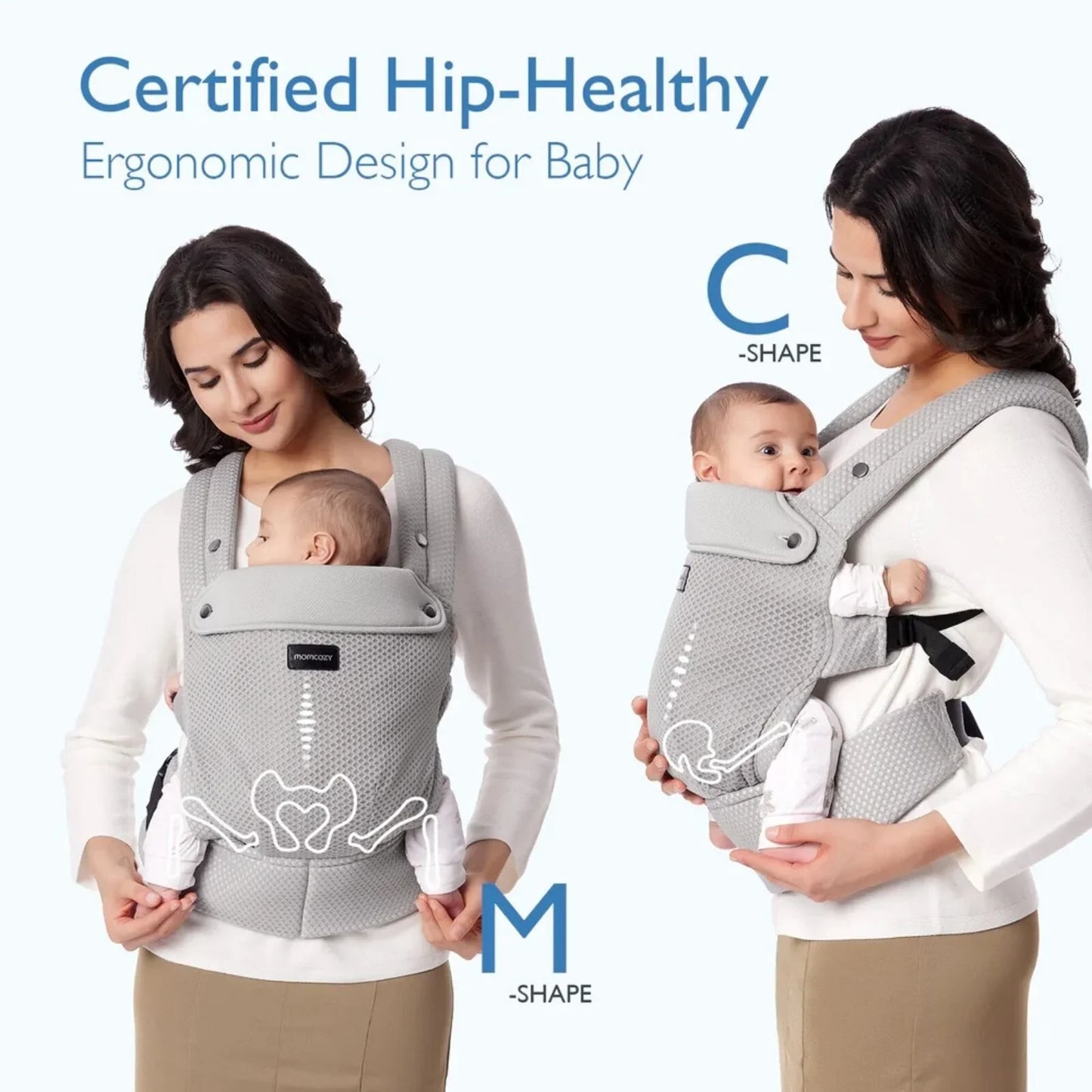 Momcozy Baby Carrier Newborn to Toddler Air Mesh - Grey