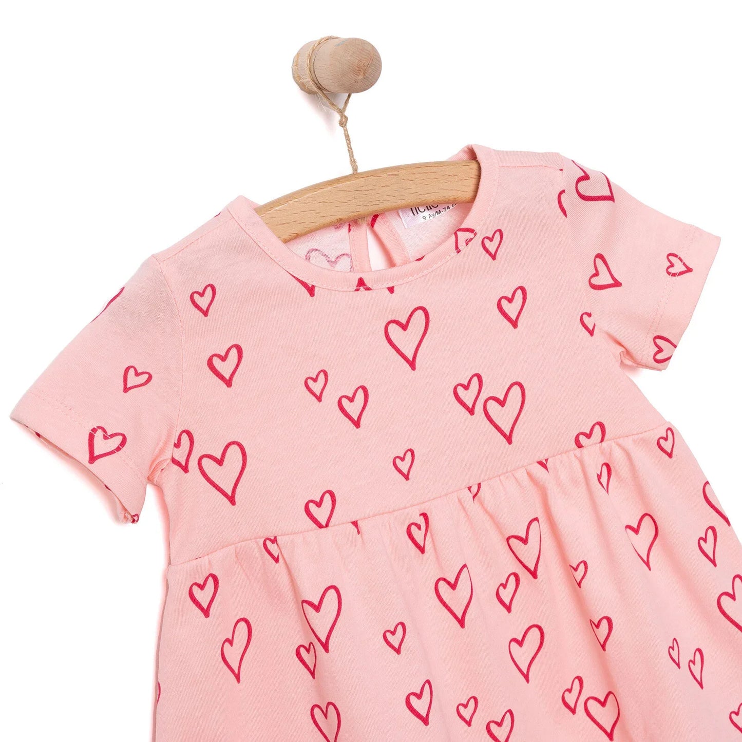 HelloBaby Basic Girl Heart Patterned Dress - Light Pink