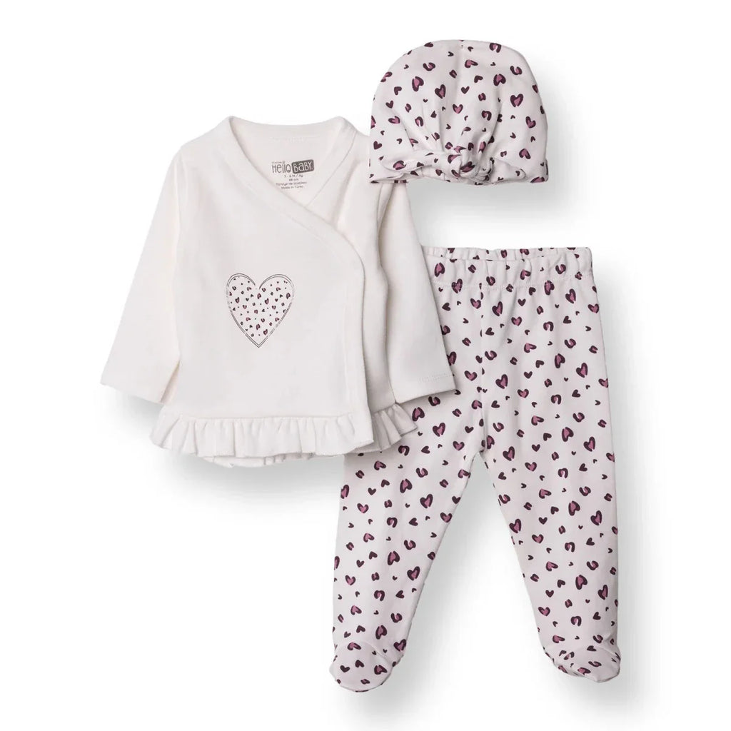 HelloBaby Newborn Body-Hat-Footed Bottom - Ecru