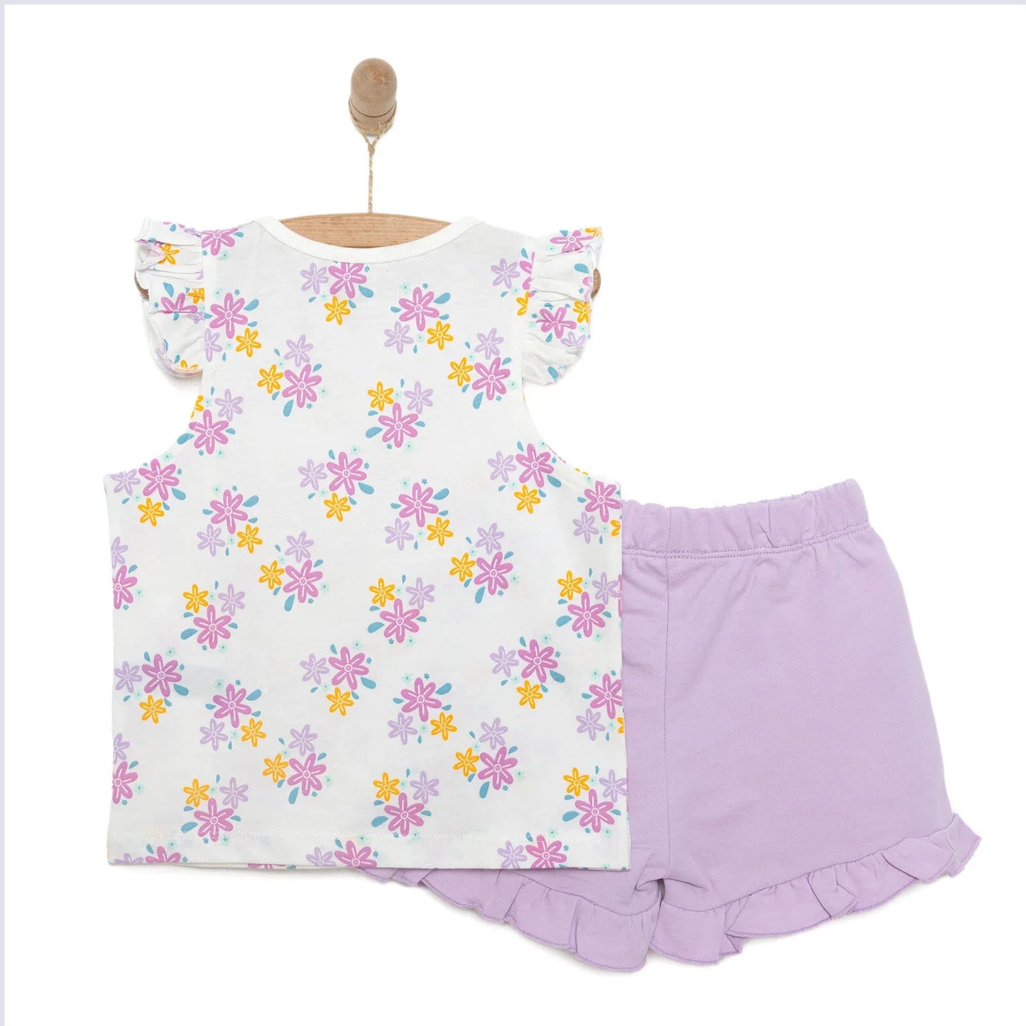 HelloBaby Basic Girl Flowers Patterned T-shirt & Short - Patterned