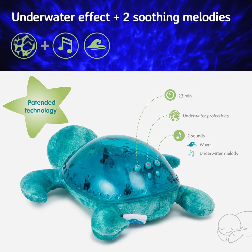 Cloud B Tranquil Turtle Rechargeable Projector Nightlight with White Noise Soothing Sounds - Ocean Blue (Colour)