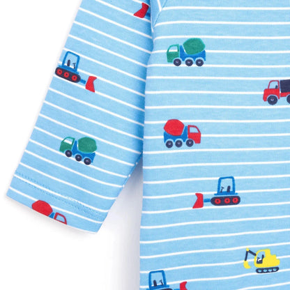 HelloBaby Boys Footed Romper Vehicles Zip-up Crew Neck Long Leg Long Sleeve - Blue