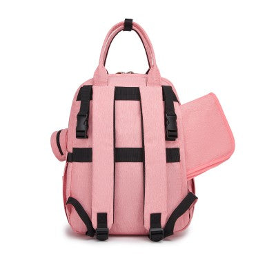 Kono Baby Changing Backpack With Changing Mat & Pacifier Pouch (Pink) - BCK2615PK