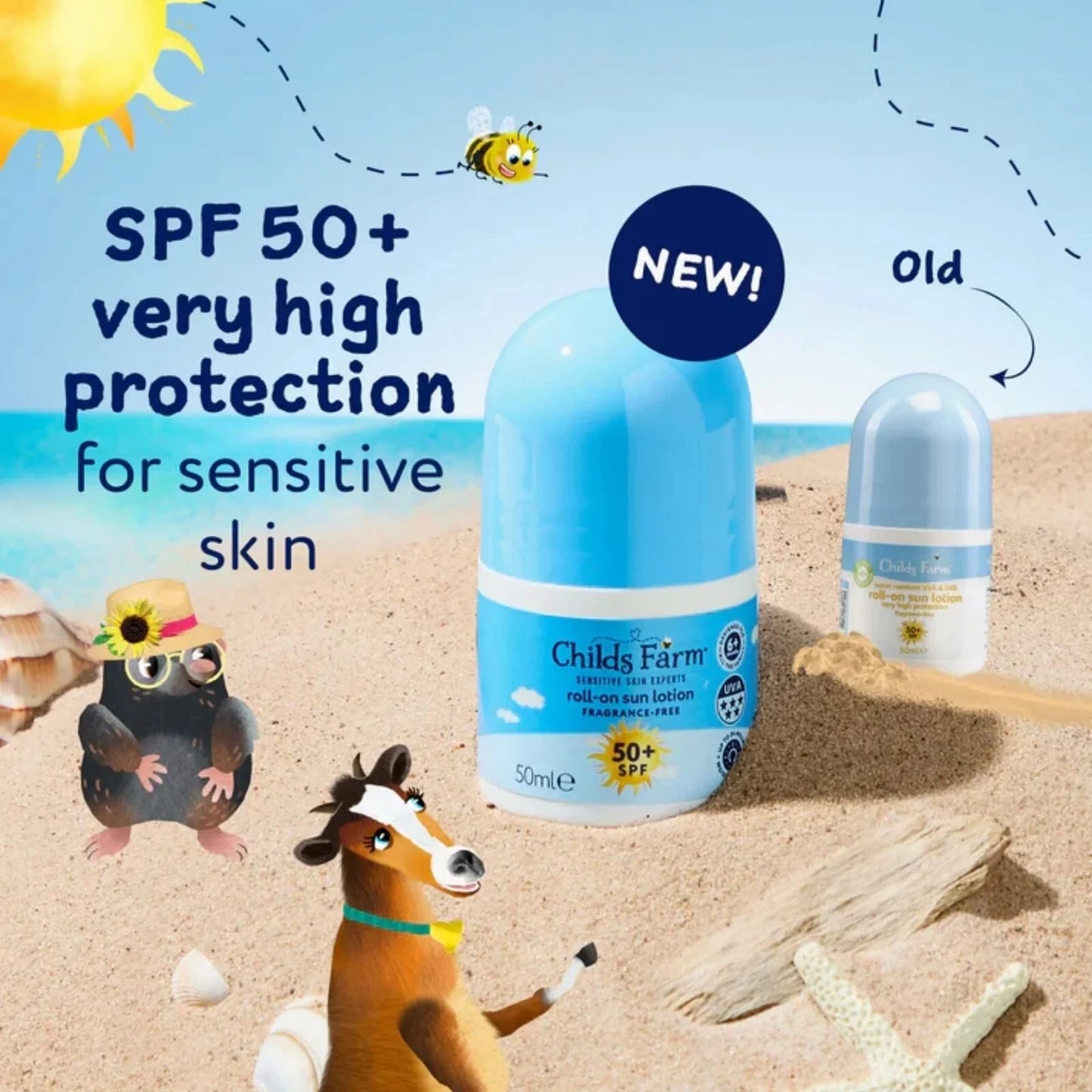 Childs Farm SPF50+ Roll On Fragrance Free Sun Lotion 50ml