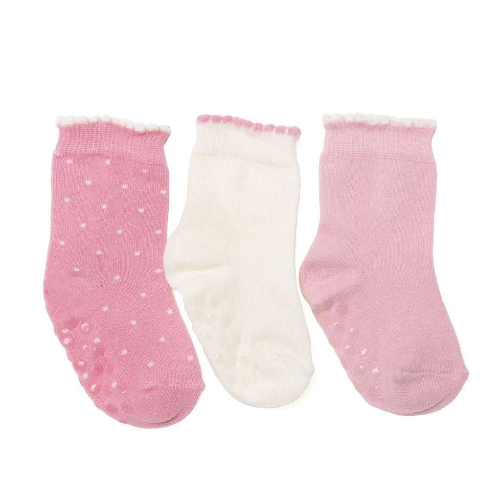 HelloBaby 3 Pack Polka Dot Non-Slip Baby Socks (Newborn to 4-5 Years)