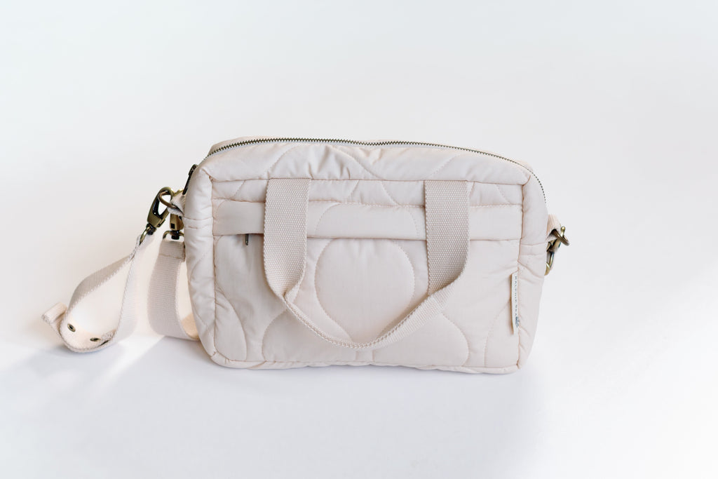Ralphie Bear Quilted Changing Stroller Bag - Beige/Scallop