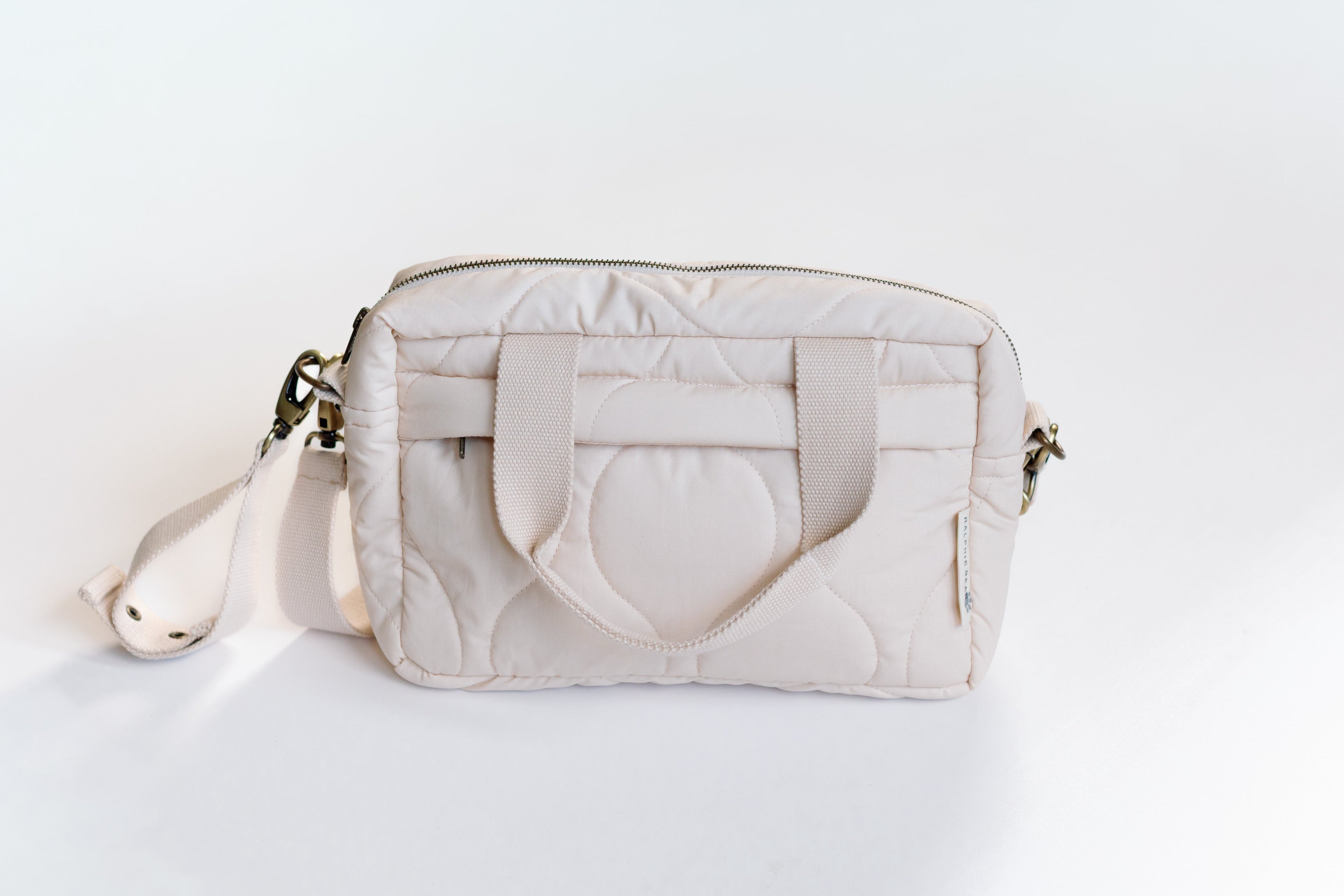 Ralphie Bear Quilted Changing Stroller Bag - Beige/Scallop