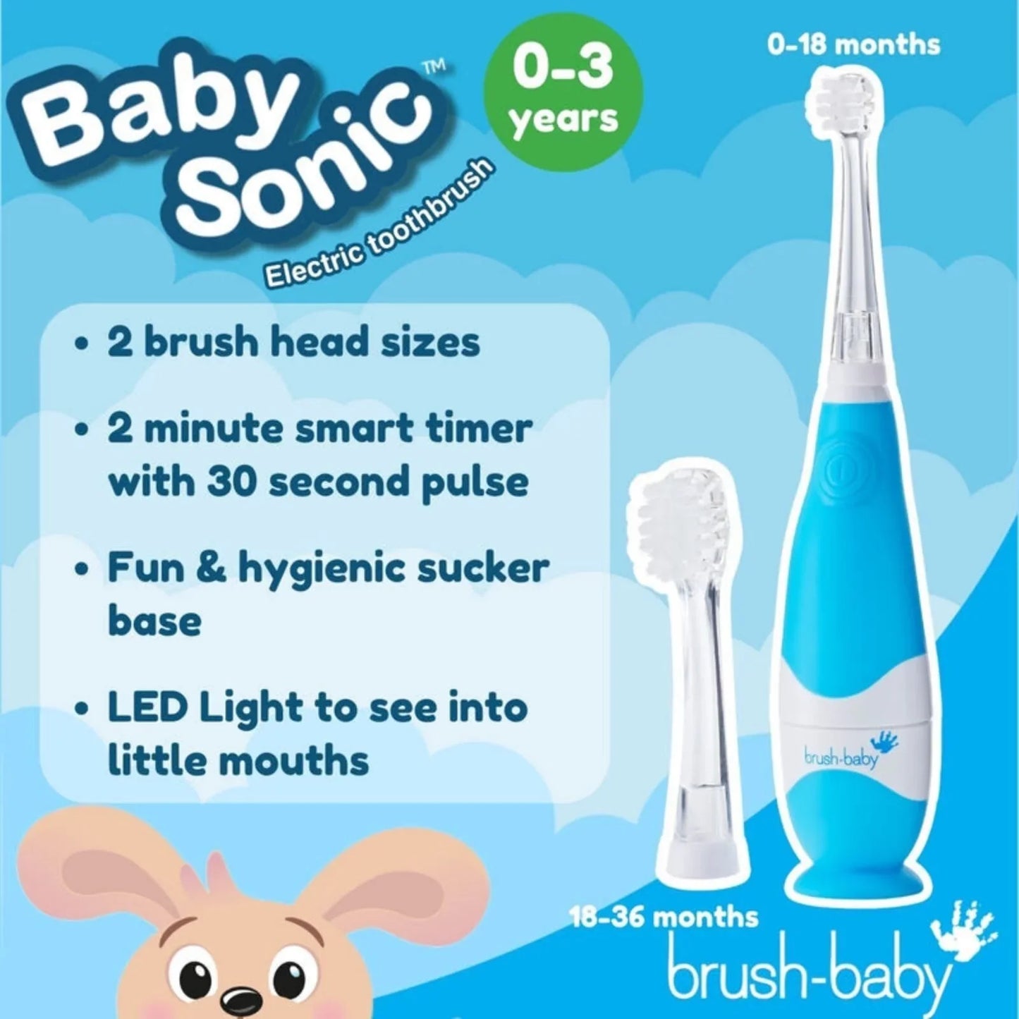 brush-baby BabySonic Electric Toothbrush 0-3 years - Blue