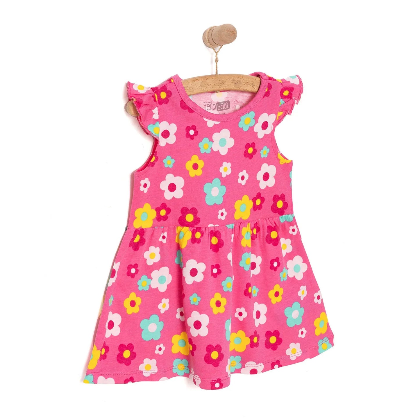 HelloBaby Basic Girl Daisy Patterned Dress - Pink