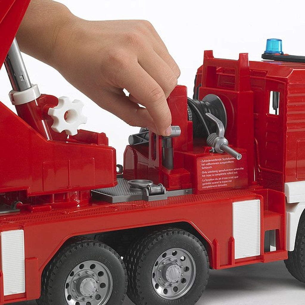 Bruder MAN Fire Engine Toy Truck with Water Pump, Lights and Sound Module, Scale 1:16
