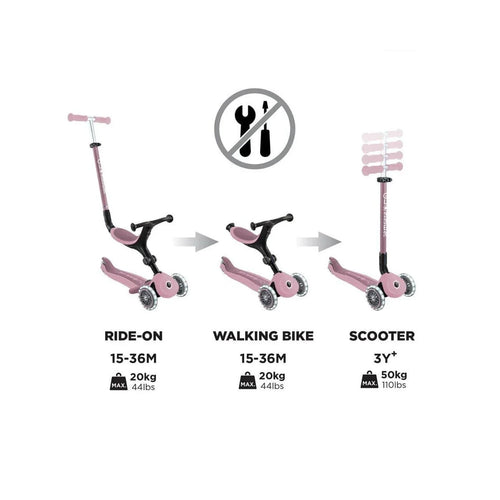 Globber Go Up Active Lights Eco Scooter - Berry