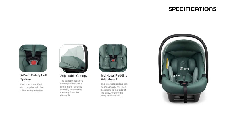 Tutis Elo Lux i-Size Car Seat (Available in Black/Grey/Mint)