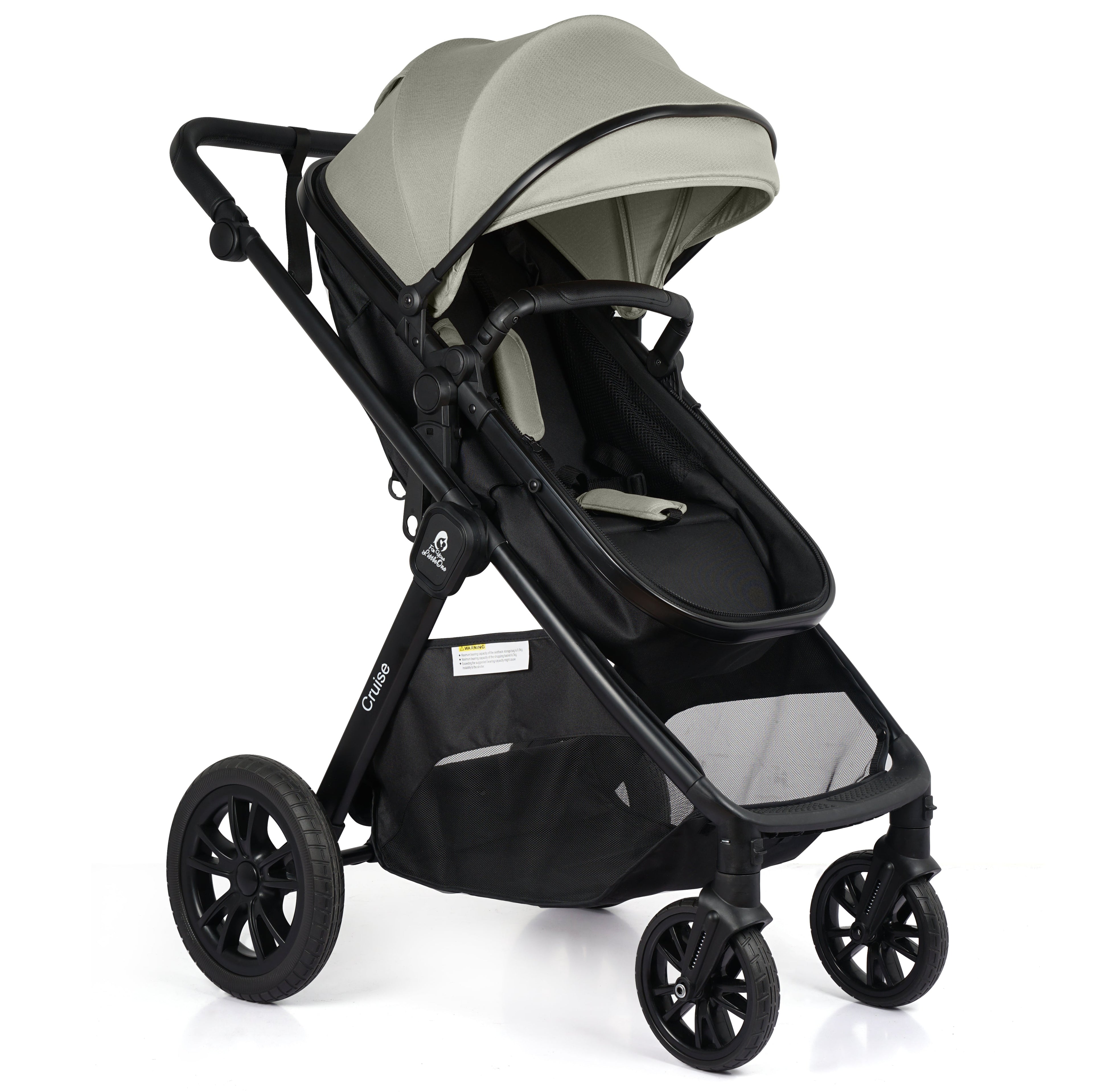 For Your Little One Cruise 3 In 1 Travel System With Car Seat And ISOFIX Base - Pebble Sage (Free Cupholder And Seat Liner Included!)