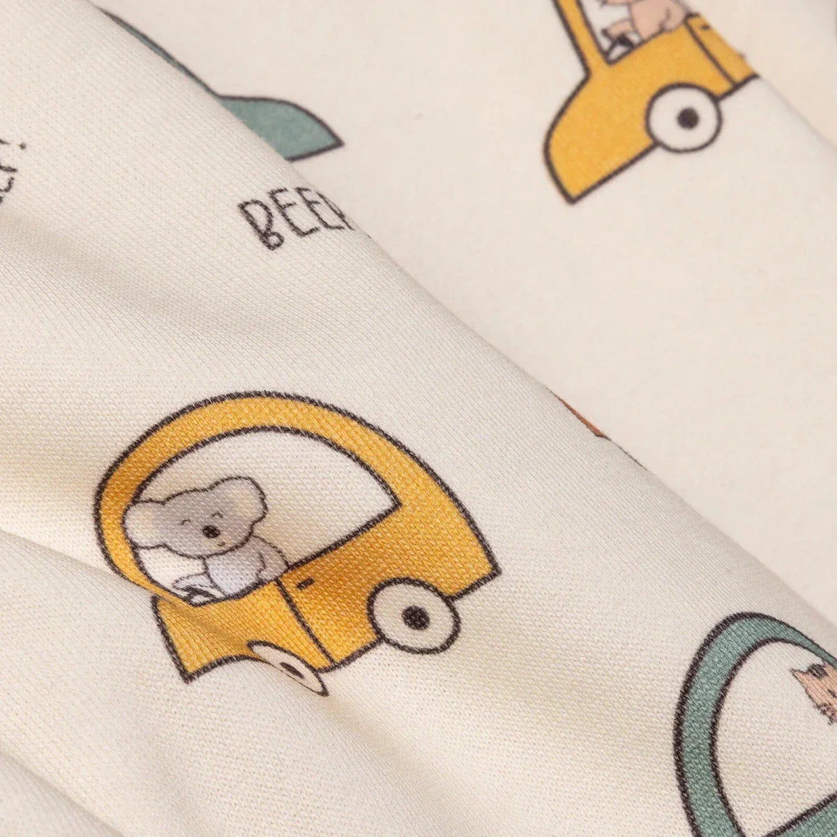 HelloBaby Boys Sweatshirt Car Print Little Car Crew Neck Long Sleeve - Ecru Printed
