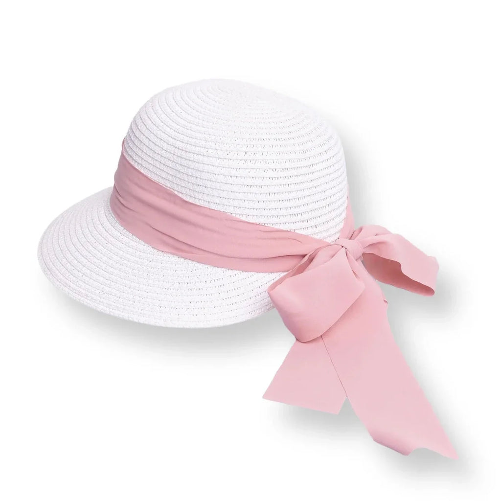 HelloBaby Ribbon Trim Straw Baby Cap (12 Months to 1-4 Years) - White