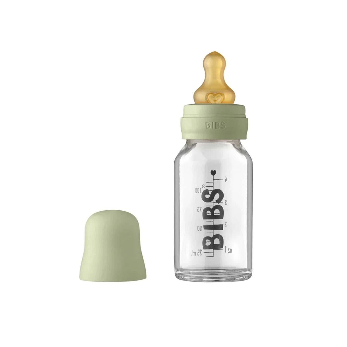 BIBS Baby Glass Bottle Complete Set Latex 110ml - Sage
