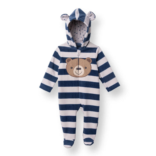 HelloBaby Newborn Polar Footed Jumpsuit - Navy Printed