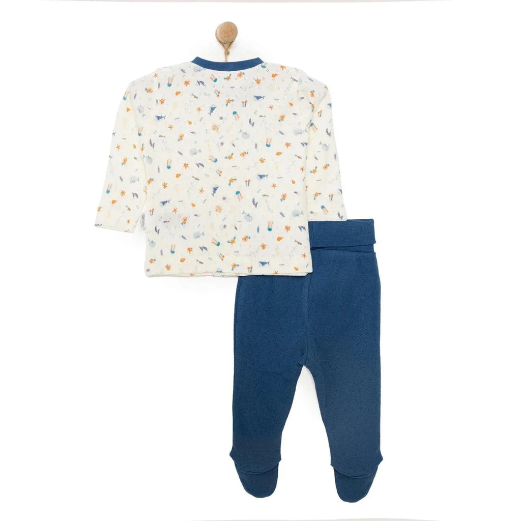 Bebetto Ship Boy Boy Cardigan - Footed Bottom - Navy Blue