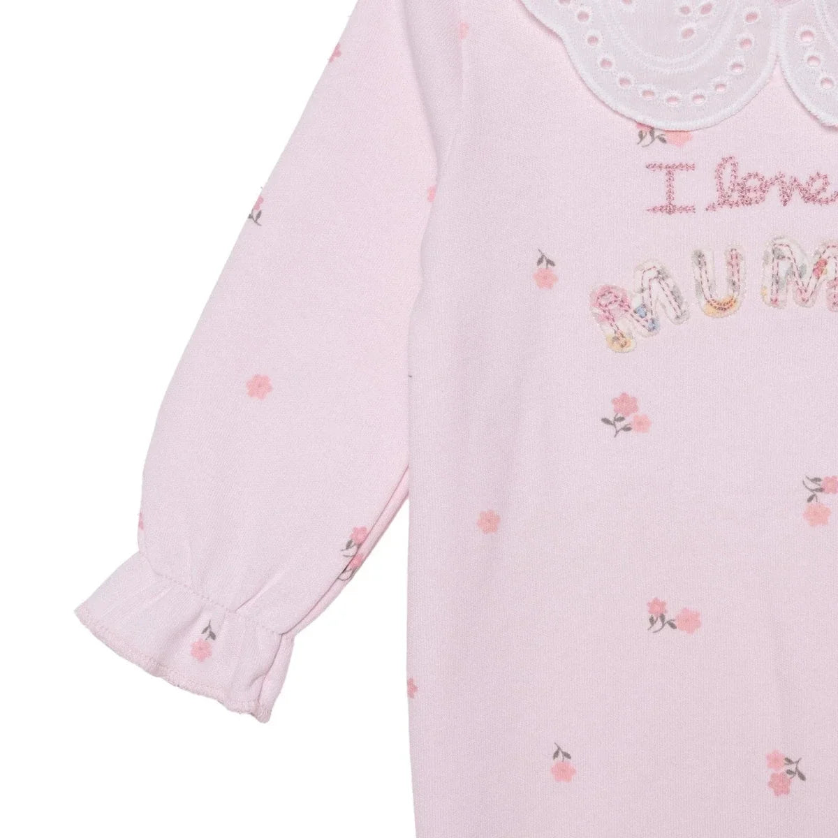 HelloBaby Floral Print Lace Collar Footed Baby Sleepsuit (Newborn to 6-9 Months) - Pink