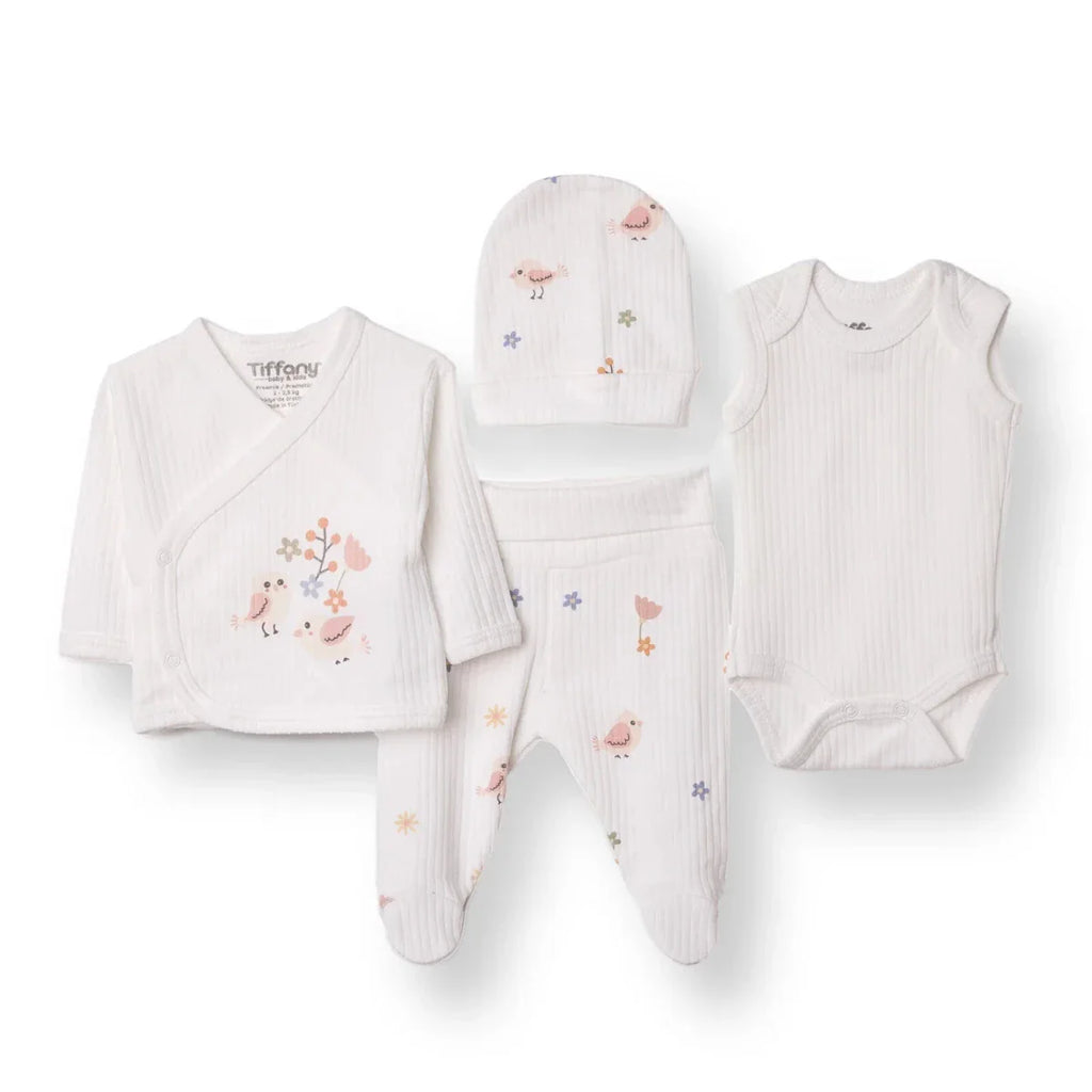 Tiffany 100% Cotton Tiny Baby Set - Ecru
