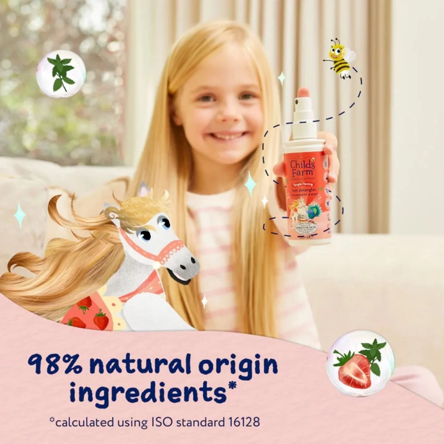 Childs Farm Tangle Taming 3-in-1 Hair Detangler 100ml - Strawberry & Mint