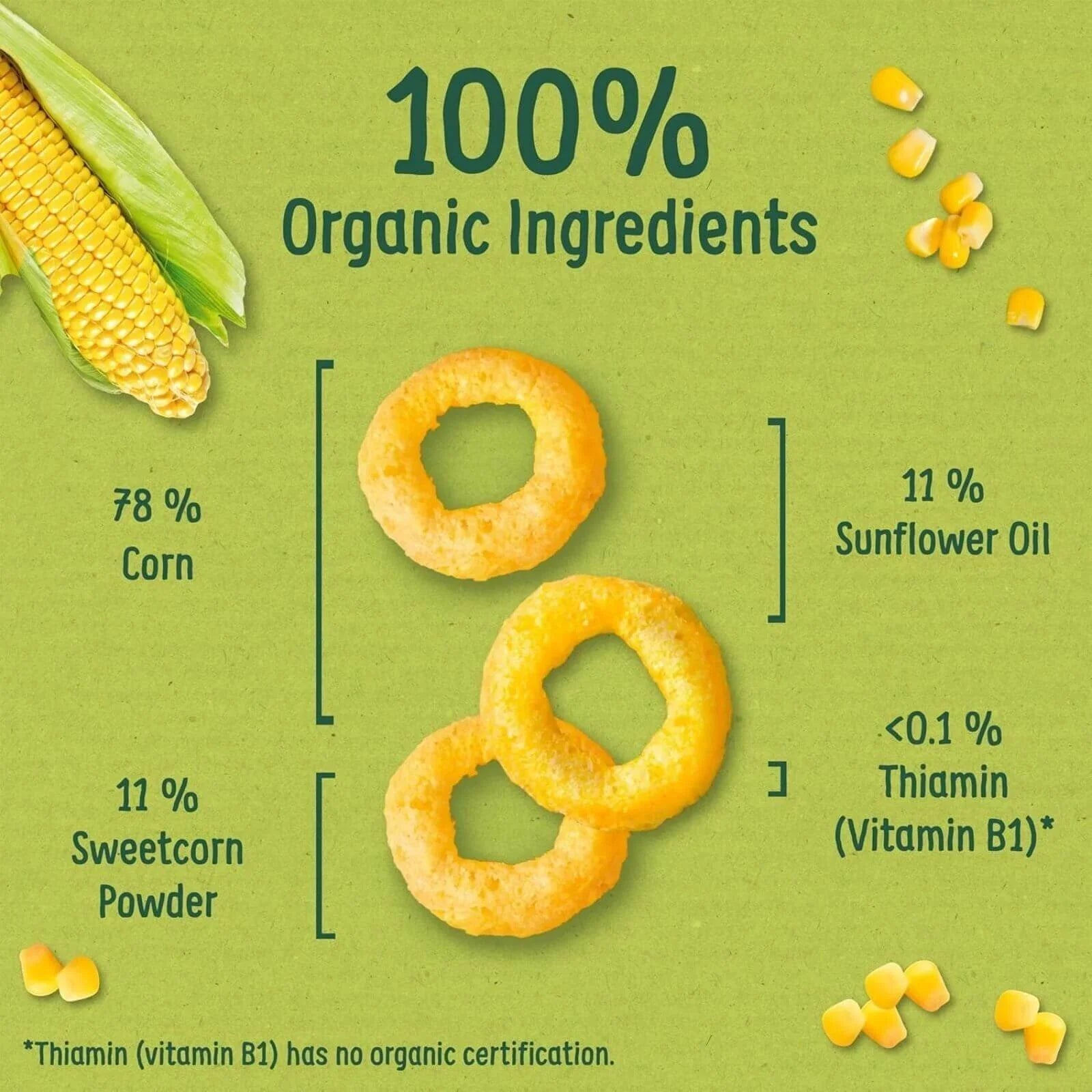 Organix Melty Sweetcorn Rings 6+ months 20g