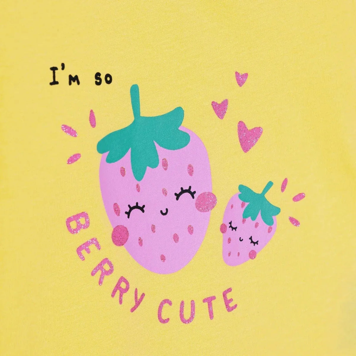 HelloBaby Girls T-shirt Strawberry Print Crew Neck Short Sleeve - Yellow