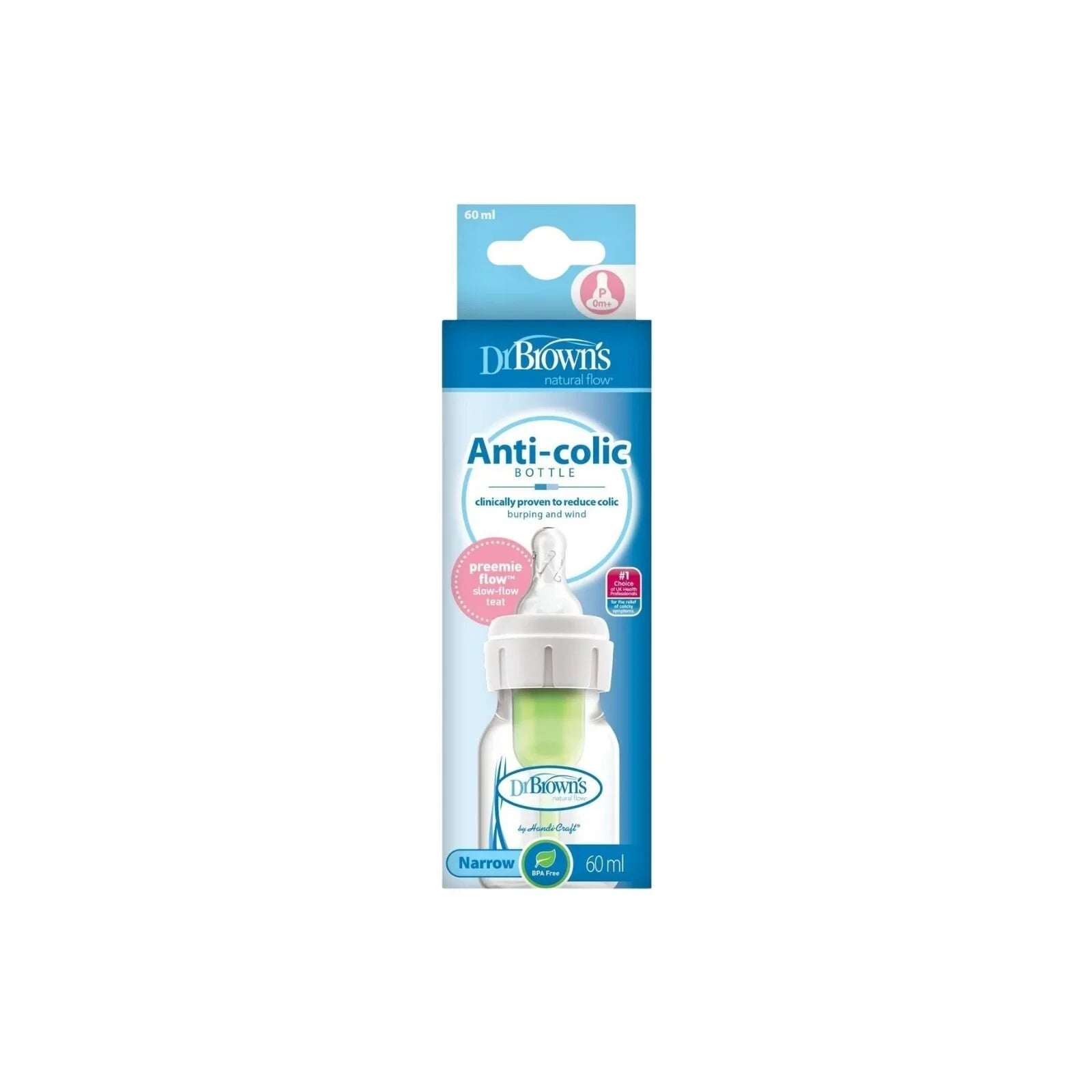 Dr. Brown's Options+ Anti-Colic Narrow Neck Baby Bottle Premature Flow Level 60ml