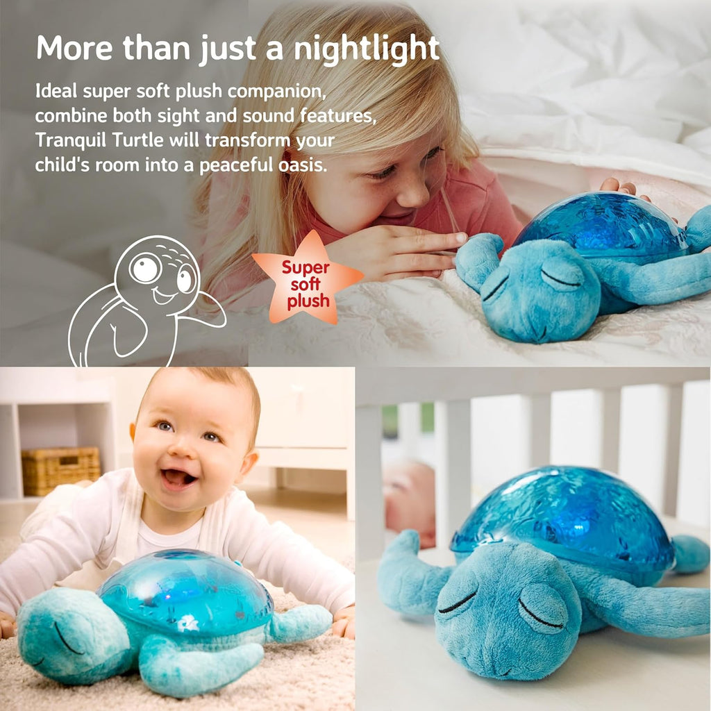 Cloud B Tranquil Turtle Rechargeable Projector Nightlight with White Noise Soothing Sounds - Ocean Blue (Colour)