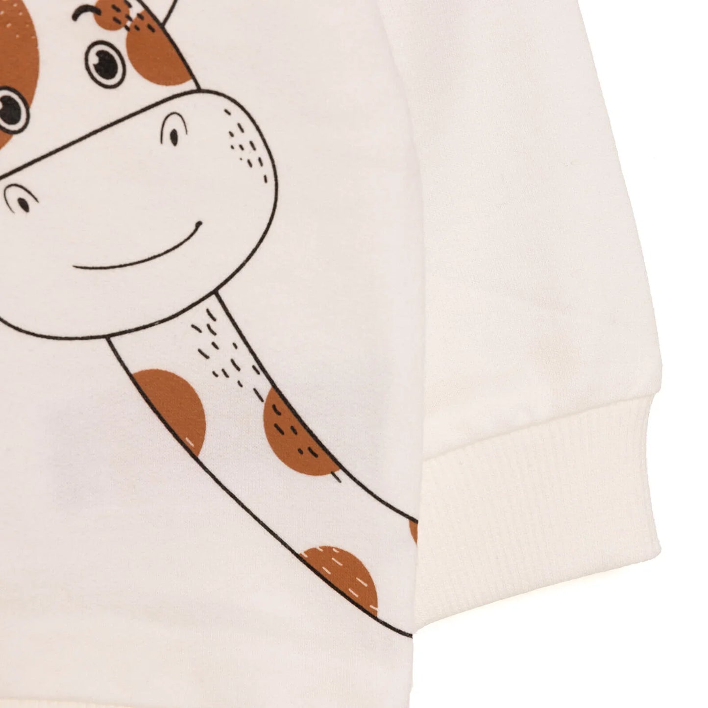 HelloBaby Baby Boy Basic Giraffe Printed Sweatshirt - Ecru