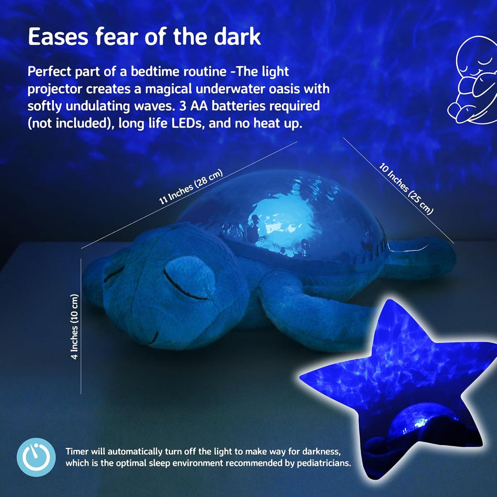 Cloud B Tranquil Turtle Rechargeable Projector Nightlight with White Noise Soothing Sounds - Ocean Blue (Colour)