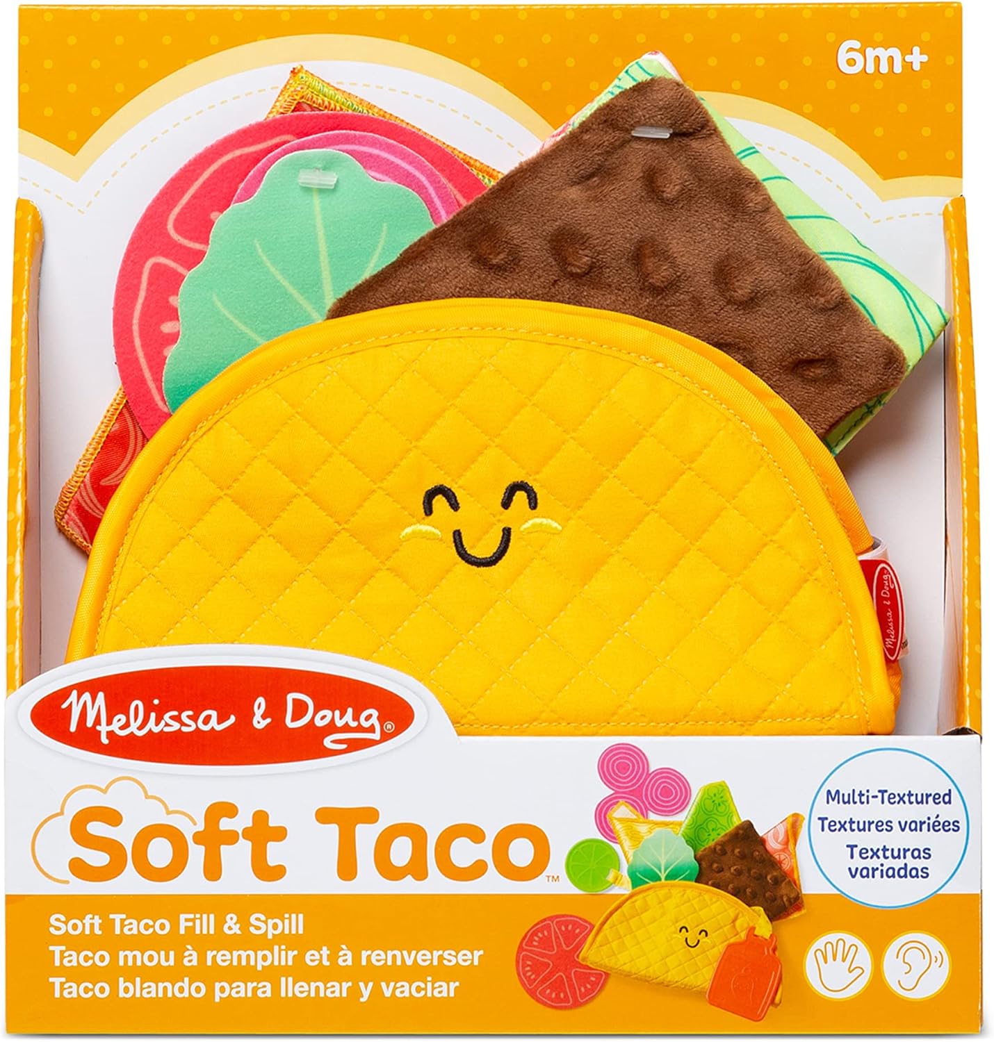 Melissa & Doug Touch & Feel Taco Soft Toy 12-Piece Sensory Fill & Spill Toy for Babies 6 months+