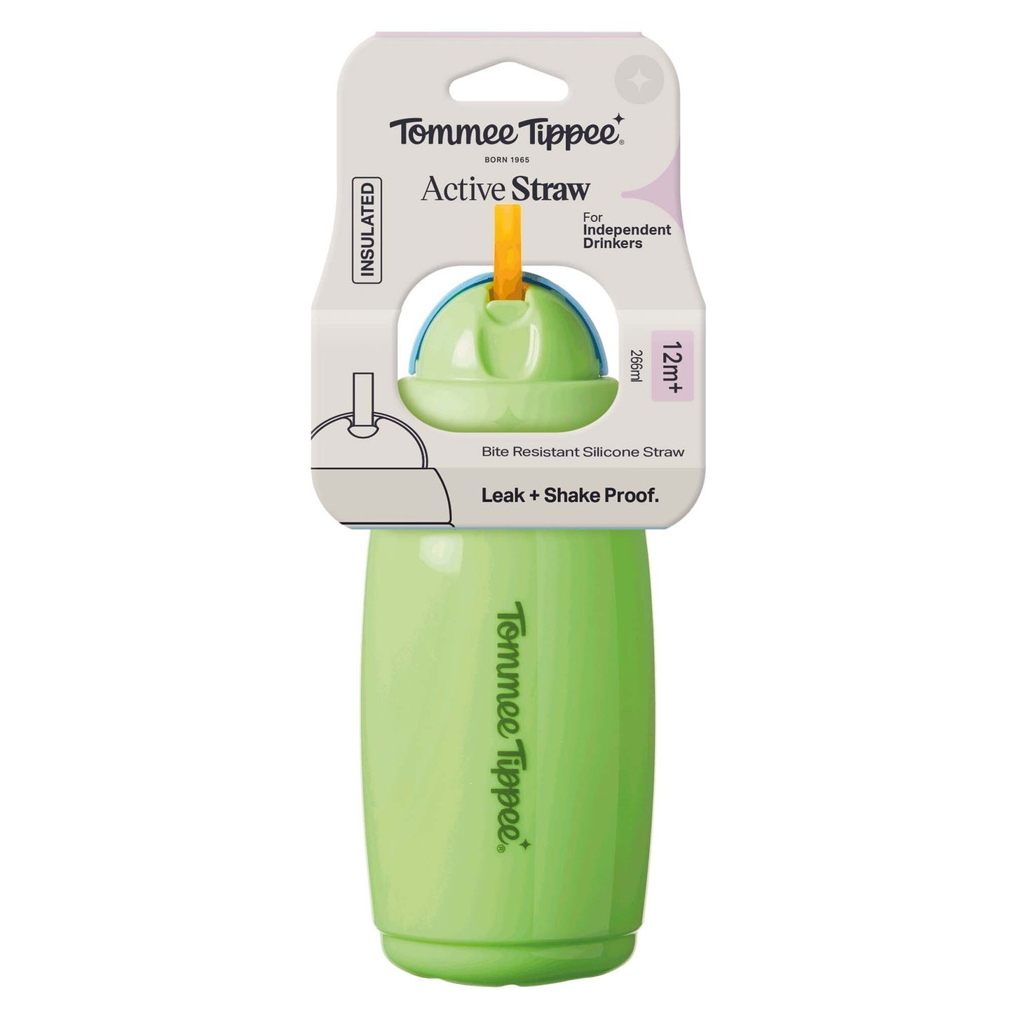 Tommee Tippee Insulated Straw Bottle - 12M+ (NEW Assorted Designs)