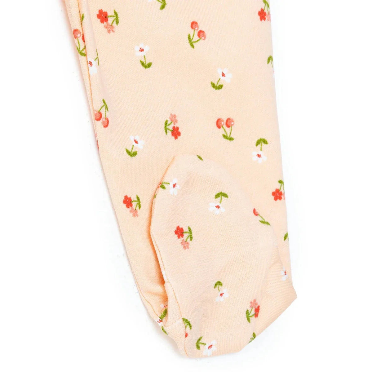 HelloBaby Girls Body-Footed Bottom-Hat Cherry with Poppers Crew Neck Long Leg Long Sleeve - Light Pink