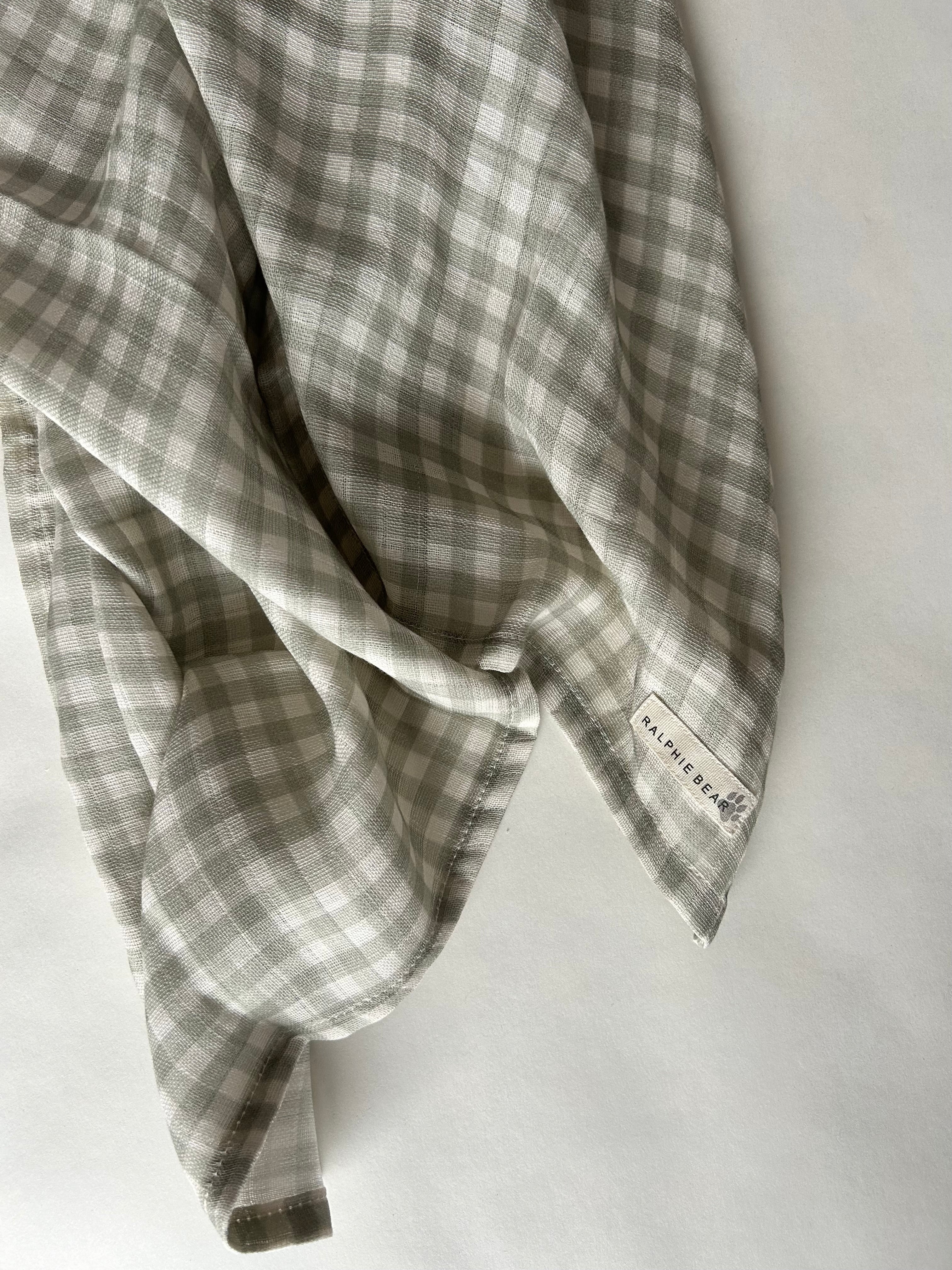 Gingham Sage Large Swaddle Muslin