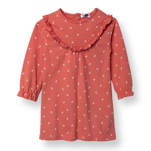 HelloBaby Wintrt Cherry Dress - Coral Printed