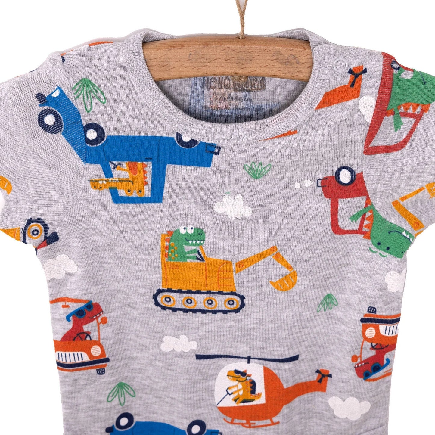 HelloBaby Baby Boy Short Sleeve Body - Grey Melange