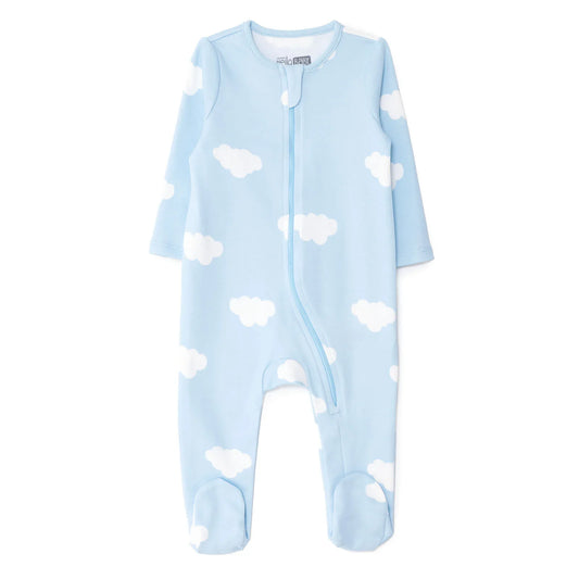 HelloBaby Newborn Footed Jumpsuit - Light Blue