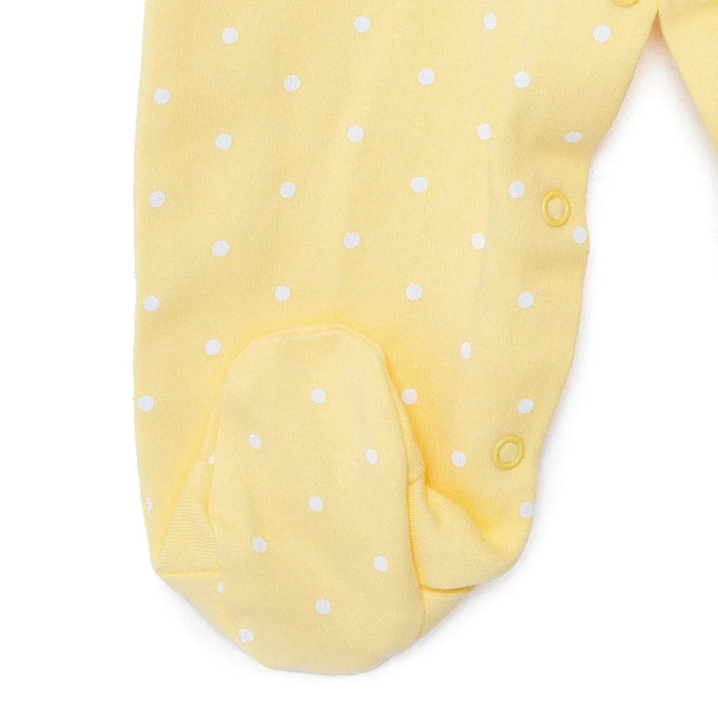 HelloBaby Girls Footed Sleepsuit Polka Dot Print Lace Collar - Yellow