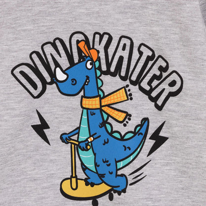 HelloBaby Basic Low Raised Dinokater Printed Sweatshirt - Grey Melange