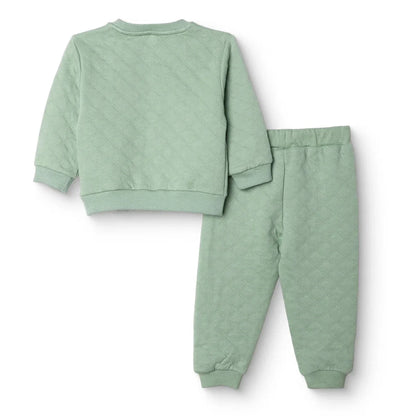 HelloBaby Boys Tracksuit Vehicles Little Car Crew Neck Long Leg Short Sleeve - Green
