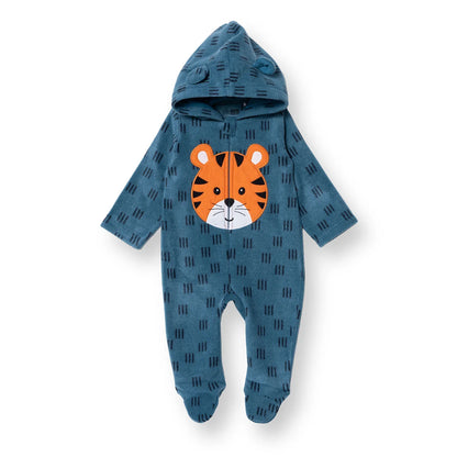 HelloBaby Newborn Polar Footed Jumpsuit - Petrol Printed