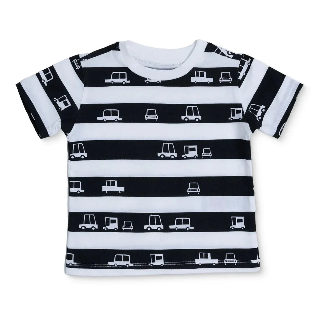 HelloBaby Boys T-shirt Vehicle Print Crew Neck Short Sleeve - Ecru