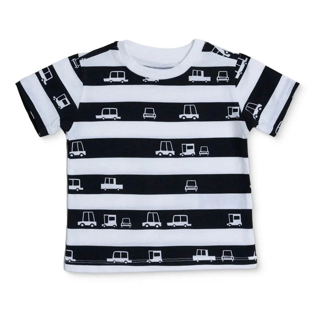 HelloBaby Boys T-shirt Vehicle Print Crew Neck Short Sleeve - Ecru